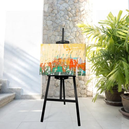 Adjustable Black Pine Wooden Painting Easel, Art Easel Stand | A-Frame Easel Hold up to 43'' Painting Canvas for Wedding Sign and Poster, Drawing for Adults, Begginners and Students - color: Black