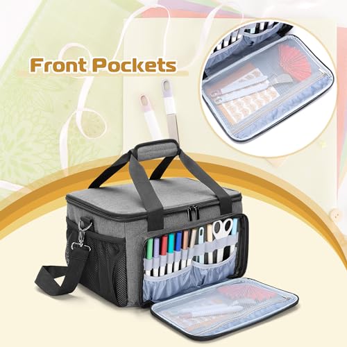LUXJA Portable Craft Carrying Case Compatible with Cricut Joy Xtra, Gray | Multi Compartment Storage Bag Holds 8.5 x 12 Inch Cutting Mat & All Craft Accessories - color: Gray