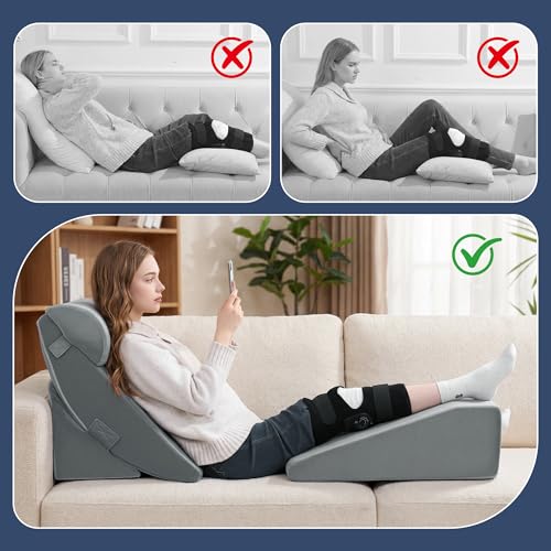 ROYALAY 4 Pcs Wedge Pillow Set for After Knee Surgery, Leg Elevation Pillow Post Surgery Knee Replacement with Reading Support for Bed, Leg Elevation & Headboard for Sleeping