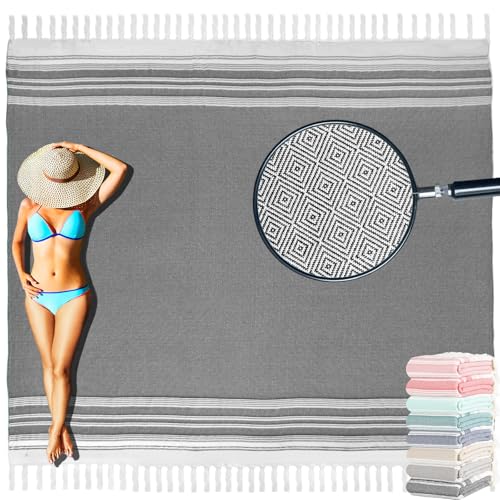 Yongoes Turkish Beach Towel Blanket Oversized 82x88 Black Boho - color: Black, size: Extra Large 82"x88"（208x224cm）