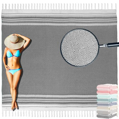 Yongoes Turkish Beach Towel Blanket Oversized 82x88 Black Boho - color: Black, size: Extra Large 82"x88"（208x224cm）