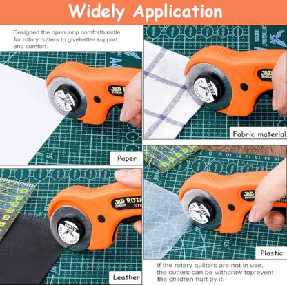 Rotary Cutter Set 96pcs,Quilting Kit Include 45mm Fabric Cutter with 5 Extra Blades,Patchwork Ruler, Needles, Clips & Pins for Sewing, Scrapbooking, Leather Dressmaking
