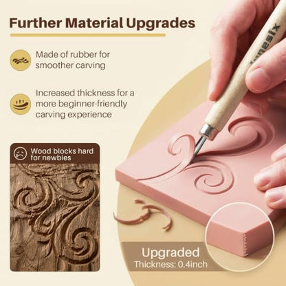 26-Piece Linocut kit for Family-with Tools, Paints,Linocut Block | Includes a Logo Storage Bag Perfect for Beginners, Family Craft Activities, Home DIY Projects & Creative Gift Making - color: kit-26