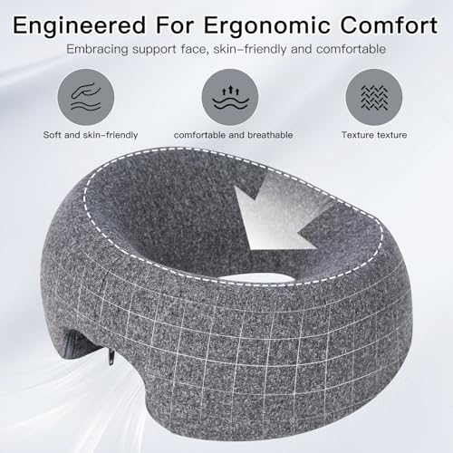 Massage Headrest for Bed Sofa Home Massage Stand with Memory Foam Face Pillow, Bedside Home Massage Bed, 17.7-31inch Height Adjustable Easy to Install Recovery After Eey Surgery