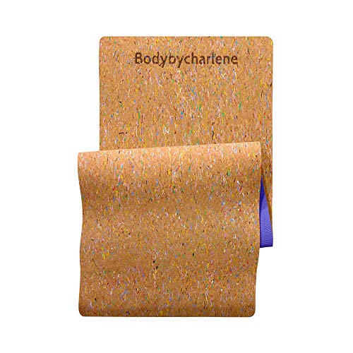Air Cork Yoga Mat - Bodybycharlene - Non Slip, Anti Skid Cork Surface with TPE Backing - 71"X24"X10mm Thick Yoga Mats! - color: Violet