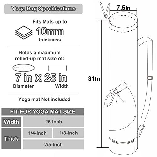 sportsnew Yoga Mat Bag Drawstring Pocket-Full Zip Cargo Yoga Mat Carrier Bag with Water Bottle Pocket and Bottom Wet Pocket Exercise Yoga Mat Carrier Multi-Functional Storage Bag, Pink & Pink