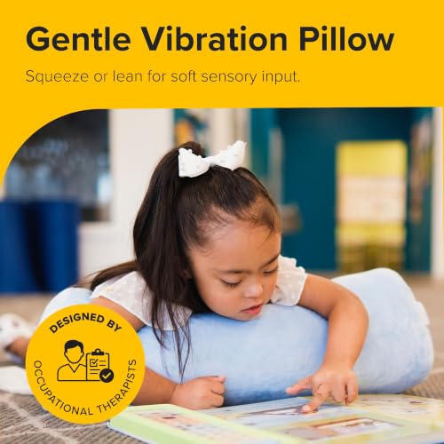Special Needs Essentials FocusPad Vibrating Sensory Bolster Pillow - Calming Massage Cushion for Kids and Adults with ADHD or Autism, Lap, Neck & Back Support | Blue Gray