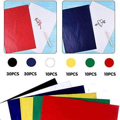 Yesallwas 100 Sheets Transfer Tracing Carbon Paper for Wood, Paper, Canvas and Other Art Surfaces with 5 Pieces Double Ended Tracing Stylus - color: Multicolor 100