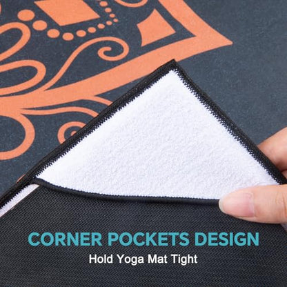 QiyI Hot Yoga Towel with Grip Dots, Non Slip, 70"x26", Golden Mandala - color: Luxury Golden Mandala, size: 70"x26"