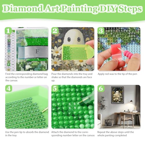 MAXBYE Diamond Painting Kits for Adults Beginners,Halloween 5D Full Round Drill Diamond Art Kit, Easy DIY Dot Painting Gem Craft for Home Wall Art 12x16in - color: ZD062