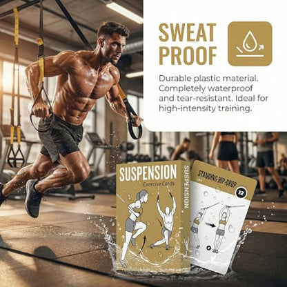 Bodyweight & Dumbbell & Suspension1 Workout Cards - 150 Large 5"x3.5" Exercise Cards with 36 Strength Moves, Home & Gym Fitness Cards for Men & Women, Beginner Fitness Guide - color: c. Brown1