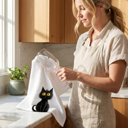 4 Pcs Funny Cat Kitchen Towels, Cute Cats Gifts Reusable Hand Towels-07 - color: Multi 1624