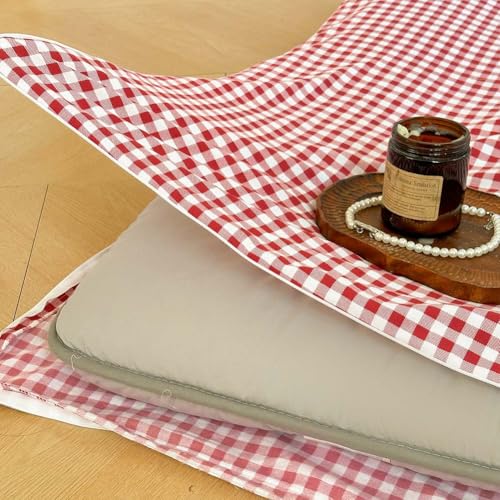 Red Gingham Japanese Floor Mattress Futon Cover, Full - color: Red Gingham, size: Full
