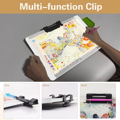 YINGWOND A4 Rechargeable Light Pad with Carry Bag,9000LUX Tracing Light Box Built-in 4000mAh Battery,Side Physical Buttons Magnetic Light Board for Diamond Painting Art Weeding Vinyl Drawing - style: Rechargeable A4 White with Bag