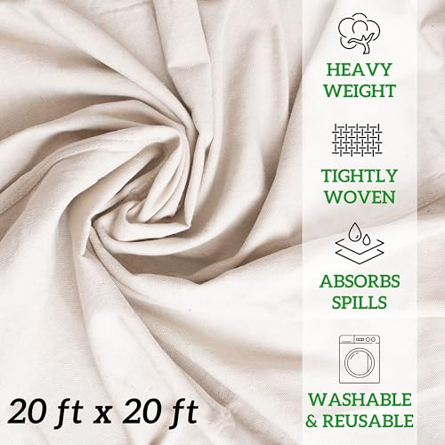 All Purpose Canvas Drop Cloths - Drop Cloth for Painting, Floor Cover, Heavy Duty Protection for Furniture & Surfaces, Reusable Painters Canvas Tarp for Renovation & Home (20x20) - size: 1 Pack - 20x20