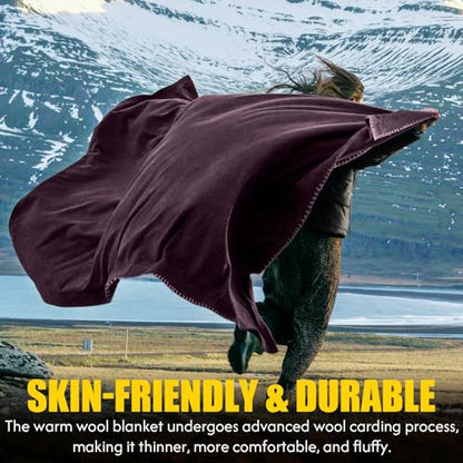 Molithe 100% Wool Blanket, 62" x 48", Warm, Thick, Military, Camping Gear - color: Plum, size: Medium