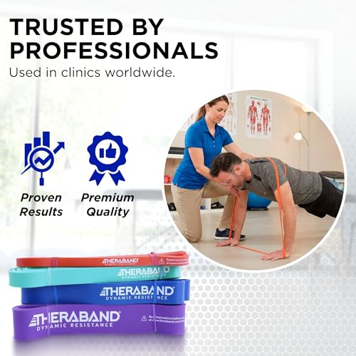 THERABAND High Resistance Super Band Set, Exercise Workout, Therapy, Multi | THERABAND elastic resistance band for exercise, strength training, physical therapy and at-home workouts - size: 4 Pack (15-50 lbs)