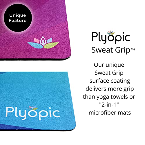 Plyopic All In One Yoga Mat | Luxury Sweat-Grip Mat/Towel Combo | Ideal for Yoga, Hot Yoga, Bikram, Pilates, Workout & Exercise | Eco-Friendly Natural Rubber - color: Neometric