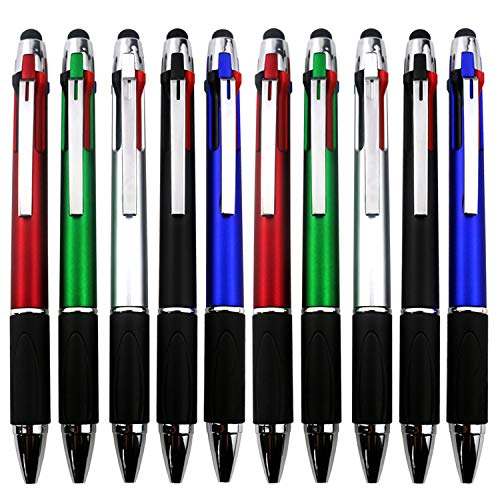 MiSiBao 4-Color Ballpoint Pen Multi Colored Pens in One Stylus Pens for Touch Screens Pens Medium Point(1.0mm) (10-Count) - color: 10-Count