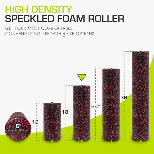 ProsourceFit High Density Foam Rollers 18 - inches long, Firm Full Body Athletic Massage Tool for Back Stretching, Yoga, Pilates, Post Workout Muscle Recuperation, Black/Red - color: Black/Red, size: 18"H x 6"D