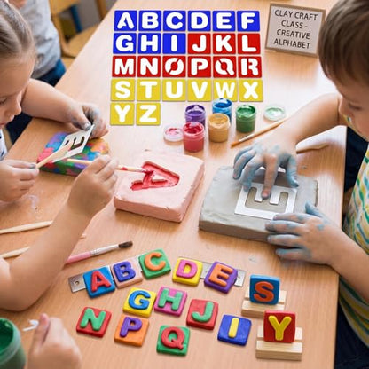 TecUnite 26 Pcs Alphabet Letter Stencils Plastic,3 X 3 Inches | A-Z Templates, Painting and Learning Tools, Reusable in Classrooms, Bulletin Boards, DIY Crafts, Signs, School Projects - size: 3 x 3 Inches