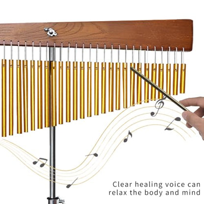 ENNBOM 36 Note Adjustable Height Wind Chime Single-row Percussion Chime with Collapsible Tripod Stand Bar Chime for Class Yoga Gold - color: 36 Note Chime