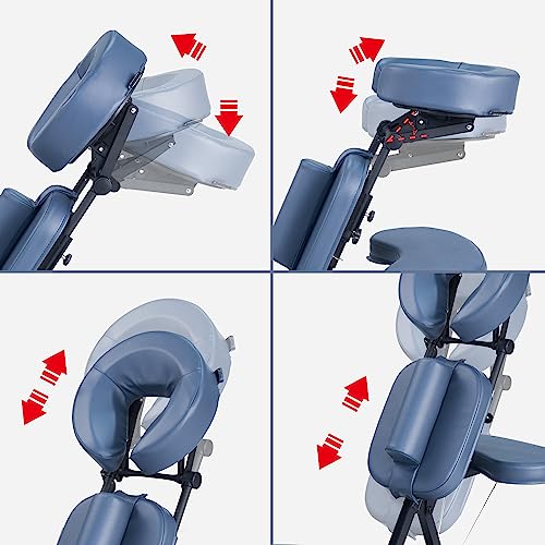 Professional Portable and Lightweight Tattoo/Massage Chair by Master Massage - Folding Aluminum Frame with Adjustable Features and Wheeled Carrying Case, Blue
