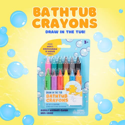 Bath Crayons Set, 12 Colors with Mesh Storage Bag, Non-Toxic Tub Fun | Creative Bath Play Activity, Easy Cleanup, Bright Colors Spark Imagination, Durable Design, Great for Summer Water Fun