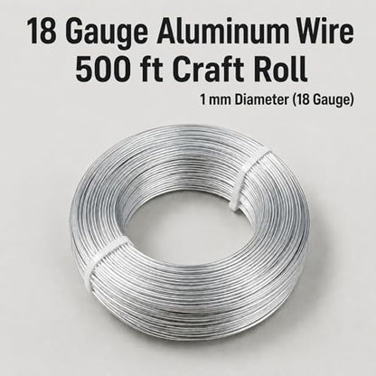 500 Feet Aluminum Craft Wire, 18 Gauge/1mm, Silver | Bendable Metal Wire, For Sculpting, Christmas Ornaments, Bonsai Trees, Jewelry Craft Making - size: 1mm