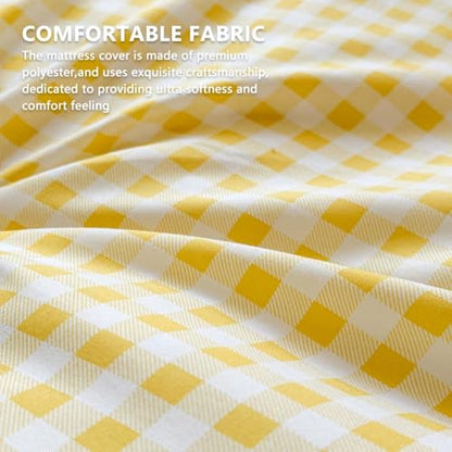 Yellow Gingham Japanese Floor Mattress Futon Cover, Twin - color: Yellow Gingham, size: Twin
