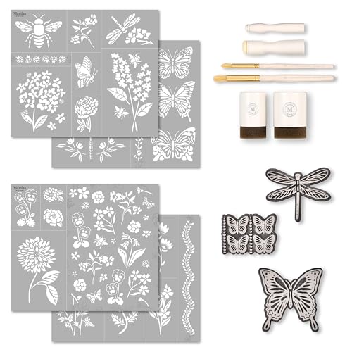 Martha Stewart, Flora and Fauna Stencils, Stamps, and Tools Kit, 13 pc - style: Flora & Fauna