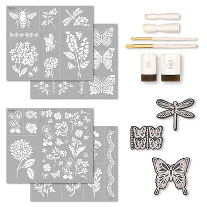 Martha Stewart, Flora and Fauna Stencils, Stamps, and Tools Kit, 13 pc - style: Flora & Fauna