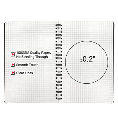 EUSOAR Graph Paper Spiral Notebook, A5 3Pack 5.5"x8.3" 120 Pages Hardcover PaperNotebook Journals, Wirebound Journal Sketch Notebook for Math and Science Students Engineering Artist Drawing - color: Black, size: A5