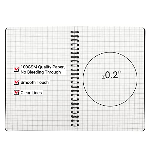 EUSOAR Graph Paper Notebook, A5 3Packs 5.5"x8.3" 120 Pages Hardcover Paper Notebook Journals, Wirebound Journal Sketch Notebook for Engineering Math Science College Office Note Taking Writing-3 Colors - color: Black/Royal Blue/Kraft, size: A5