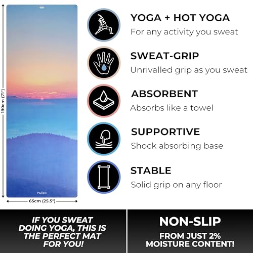Plyopic All In One Yoga Mat | Luxury Sweat-Grip Mat/Towel Combo | Ideal for Yoga, Hot Yoga, Bikram, Pilates, Workout & Exercise | Eco-Friendly Natural Rubber - color: Prana