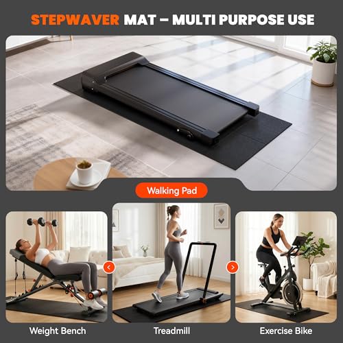 Stepwaver Walking Pad Mat, Treadmill Mat for Carpet & Hardwood Floors | High Density, 1/4 Thickness, Foldable, Floor Protection for Bike, Elliptical, Treadmill, Walking Pad - size: 55"L x 23.6"W x 0.2"Th
