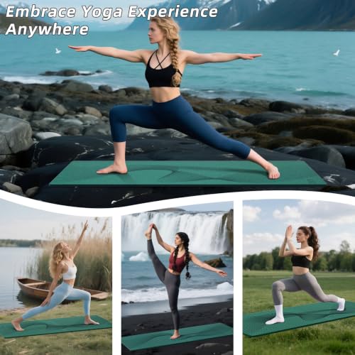 ILILI Exercise Mat 72''x25''×0.3''(8MM) | Compact Eco Friendly TPE Yoga Mat for Pilates & Fitness, Tear Resistant with Carry Strap for Home Gym Studio Stretching - color: peacock green