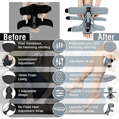 Plantar Fasciitis Night Splint-Upgrade 3 Adjustable Planter Facetious Relief Brace,Support Relief Foot Drop Achilles Tendonitis Day Night(Gray-2PC)