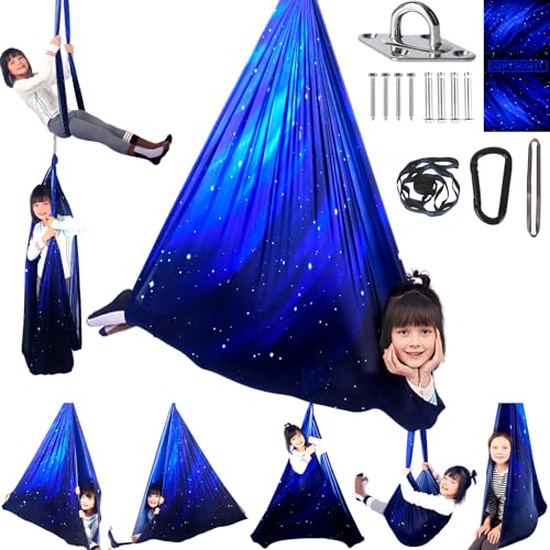 HiCamer Sensory Swing for Kids Indoor and Outdoor Therapy Cuddle - color: Space Blue