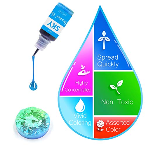 Alcohol Ink Set - 24 x 0.35oz Alcohol Based Ink for Epoxy Resin Painting, Resin Petri Dish Making - Concentrated Alcohol Paint Color Dye with 6 White Color Inks for Resin Art, Coaster, Yupo, Tumbler