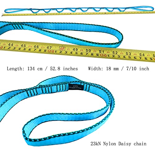 53 Inches Nylon Daisy Chains Rope Climbing Lanyard Straps Looped Strong Slings 23 kN Aerial Yoga Webbing - color: 2PCS Blue