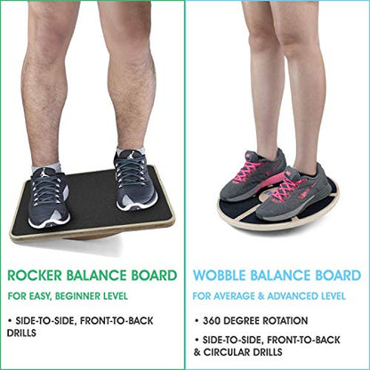 Yes4All 350LBS Professional Wooden Balance Board for Leg Workout, Anti-Slip Rocker Board, Wobble Board for Standing Desk - color: A. Black