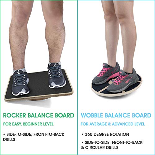 Yes4All 350LBS Professional Wooden Balance Board for Leg Workout, Anti-Slip Rocker Board, Wobble Board for Standing Desk - color: A. Black