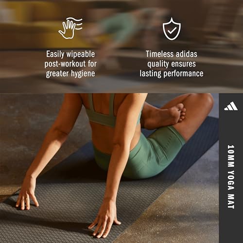 adidas Yoga Mat - Eco Friendly - Non Slip, Durable Textured Surface - color: Black, size: 10 mm