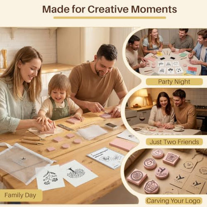 26-Piece Linocut kit for Family-with Tools, Paints,Linocut Block | Includes a Logo Storage Bag Perfect for Beginners, Family Craft Activities, Home DIY Projects & Creative Gift Making - color: kit-26