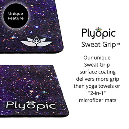 Plyopic All In One Yoga Mat | Luxury Sweat-Grip Mat/Towel Combo | Ideal for Yoga, Hot Yoga, Bikram, Pilates, Workout & Exercise | Eco-Friendly Natural Rubber - color: Nebulous