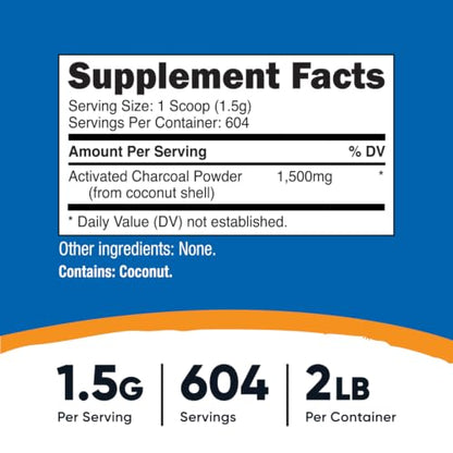 Nutricost Activated Charcoal Powder 2lbs, Food Grade Powder | Toothpaste, Facemask, Odor Control, Vegetarian, Gluten Free, GMO-Free - size: 2 Pound (Pack of 1)