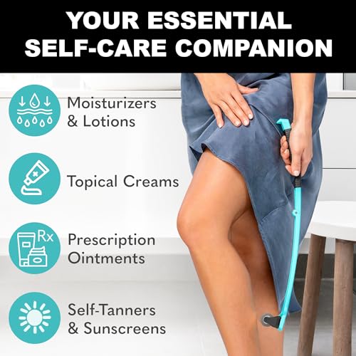 bearback Lotion Applicator for Back & Body Long-Reach Roller for Even Lotion, Sunscreen, Self-Tanner & Medication Application Foldable, Reusable, No-Help Design American Small Business (Teal)
