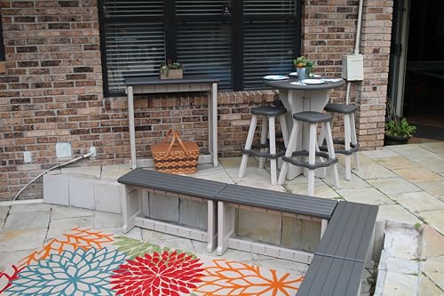 Bench, Deep Grey Top with Warm Grey Sides, 1 Pack - Proudly Made in The USA, Click and Lock Hardware-Free Assembly, Durable and Stylish Outdoor Seating - color: Deep Grey/Warm Grey, size: 1 Pack