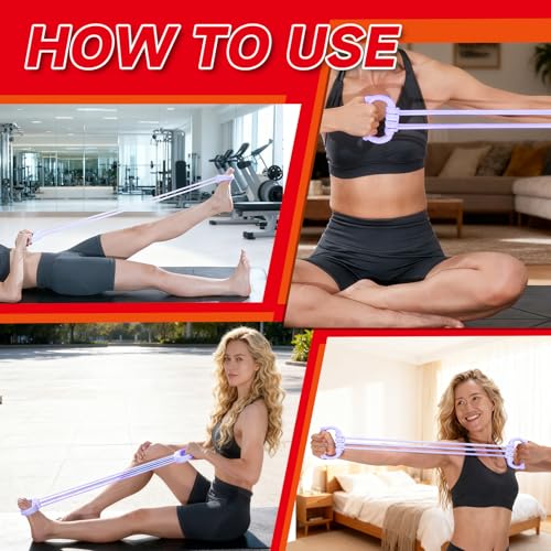 6 Gear Adjustable Resistance Bands, Fitness Resistance Bands Exercise Bands with Comfort Grips, Unisex, for Arms, Chest Extender, Home Workout, Fitness, Pilates - color: Purple